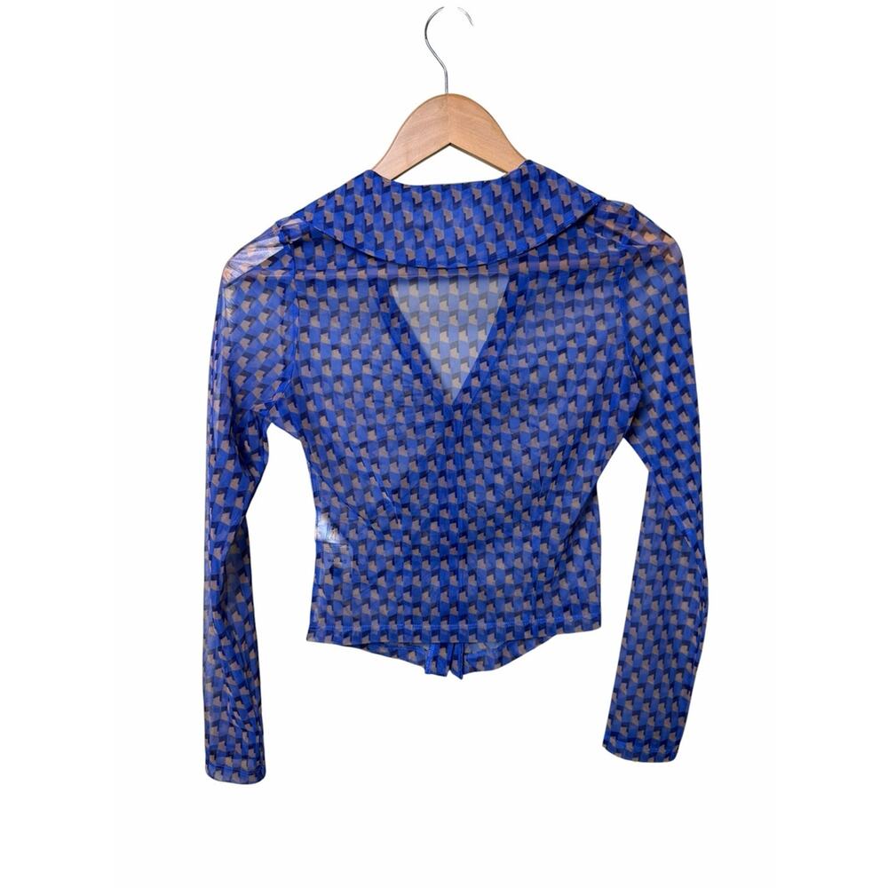 Maeve Sheer Ruched Button-Down Blouse Size XS - Picture 3 of 10